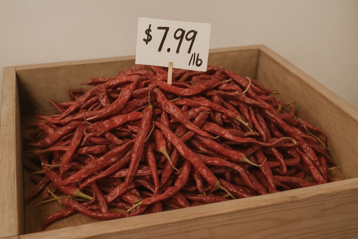 Styled arrangement of whole and crushed chilies